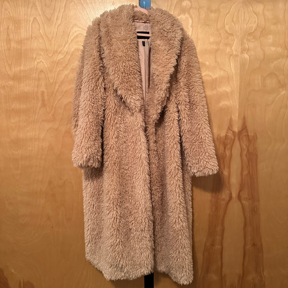 Eloquii Faux Fur Coat in Light Pink